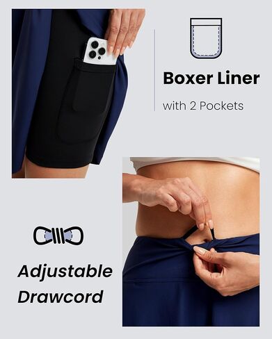 FitsT4 Sports Women's 20'' High Waisted Swim Skirt Skort Quick Dry Swimsuit Bikini Bottoms with Pockets in Kuwait