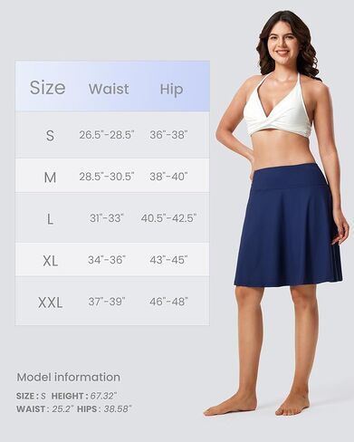 FitsT4 Sports Women's 20'' High Waisted Swim Skirt Skort Quick Dry Swimsuit Bikini Bottoms with Pockets in Kuwait