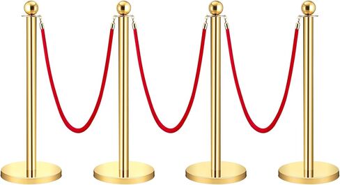 6 قطع من الحبال المخملية والأعمدة، حواجز التحكم في الحشود من الحبال المخملية الحمراء بطول 5 أقدام، عمود ذهبي مع قمة كروية، أعمدة السجاد الأحمر لحفلات الزفاف، السجاد الأحمر، المعرض، الحفلات in Kuwait