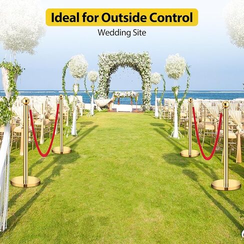 6 قطع من الحبال المخملية والأعمدة، حواجز التحكم في الحشود من الحبال المخملية الحمراء بطول 5 أقدام، عمود ذهبي مع قمة كروية، أعمدة السجاد الأحمر لحفلات الزفاف، السجاد الأحمر، المعرض، الحفلات in Kuwait