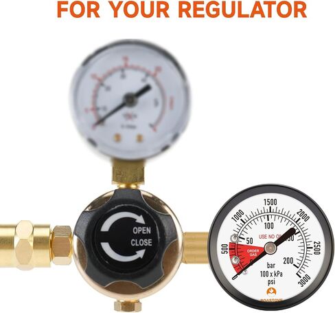 Roastove 2" Pressure Gauge for CO2 Beer keg Regulator,Regulator Gauge,0-3000psi,Left Hand Thread, with 2 Additional Sealing gaskets and Hose Clamps in Saudi Arabia