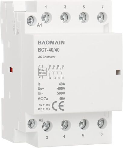Baomain Hosehold AC Touchor 4 Pole HC1-50 24V 50a 4NO مفتوح عادةً التحكم في الدائرة العالمية 35 ملم (HC1-50/40) in Saudi Arabia