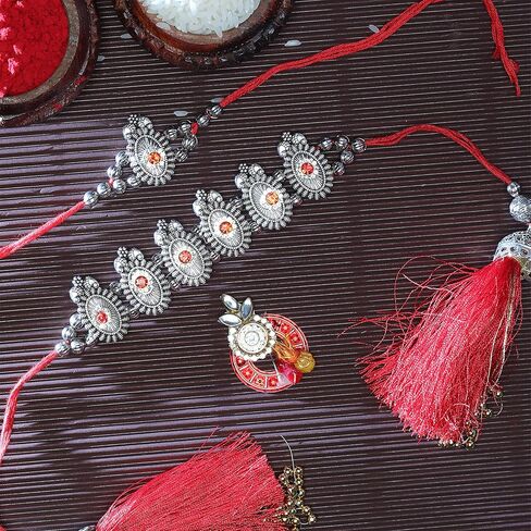مجموعة من 2 Rakhi للأخ Rakhi سوار الخيط ل Bhai Bhabhi Bhaiya Veera Raksha Bandhan Rakhi مجموعة أساور Dora مع حزمة هدايا للأخ الشقيق الهندي Raksha Bandhan مهرجان in Saudi Arabia