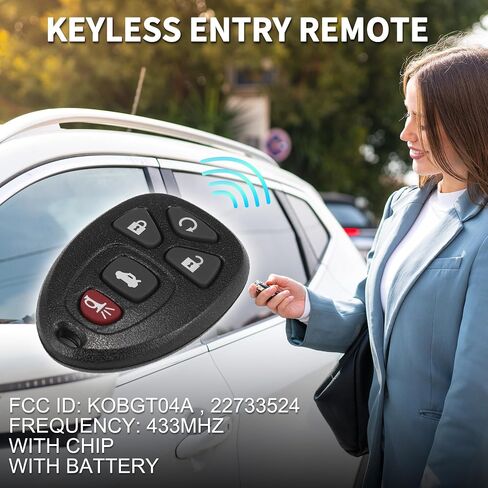 Keyless Entry Remote for Chevy Malibu 2004-2012 315Mhz KOBGT04A 5 Button Reusable | Control Replacement Car Key Fob 1 Pcs for Pontiac G6 05-10 G5 07-09 Grand Prix 05-08 in Saudi Arabia