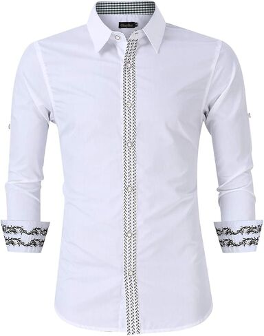 GloryStar Men's German Bavarian Oktoberfest Button Down Dress Shirts Slim Fit Plaid Long Sleeve Shirt for Lederhosen in Kuwait
