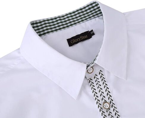 GloryStar Men's German Bavarian Oktoberfest Button Down Dress Shirts Slim Fit Plaid Long Sleeve Shirt for Lederhosen in Kuwait
