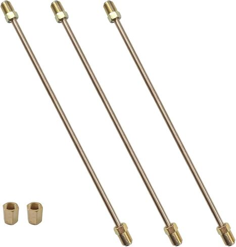 3PCS 3/16" Brake Line Kit with Fittings, 16" Long Stainless Steel Brake Line with Inverted Double Flare Ends, Flexible Brake Line Repair Kit with Standard Tube Nuts Unions (16 Inch-Copper Nickel) in Saudi Arabia