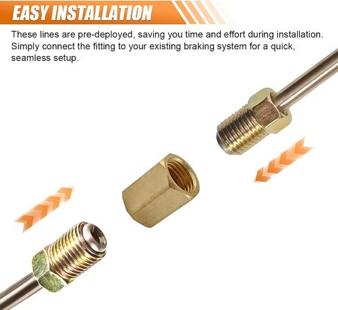 3PCS 3/16" Brake Line Kit with Fittings, 16" Long Stainless Steel Brake Line with Inverted Double Flare Ends, Flexible Brake Line Repair Kit with Standard Tube Nuts Unions (16 Inch-Copper Nickel) in Saudi Arabia