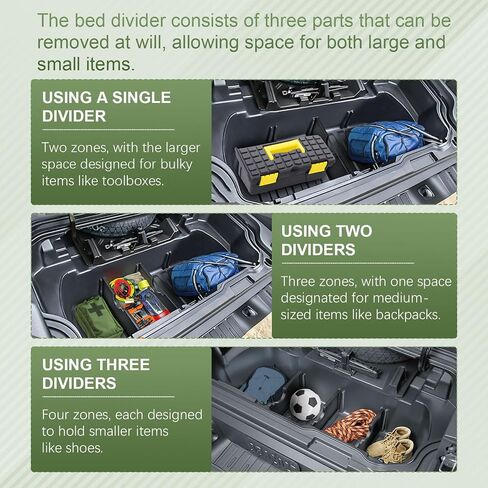 فواصل الجذع في السرير متوافقة مع 2017-2025 Honda Ridgeline Accessories Trunk Cargo Congerizer Tailgate Insert Resert (3pcs) in Saudi Arabia