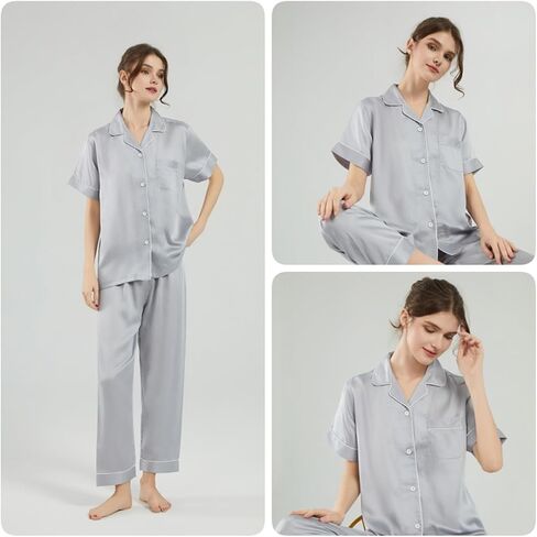 مجموعة بيجاما للسيدات -100 ٪ Lyocell Tencel Home Clothing مريحة وصديقة للبشرة وبسيطة وناعمة in Saudi Arabia