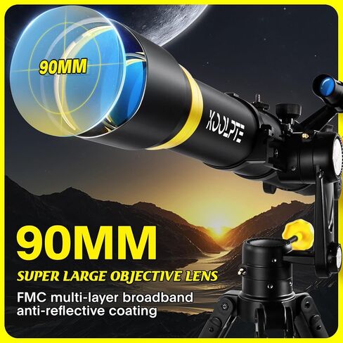 Telescope with Digital Eyepiece - Astronomy Refracting Telescope 90mm Aperture 900mm Vertisteel Altazimuth Mount, Compact and Powerful for Beginners,Professionals and Kids, Perfect for Observing White in Saudi Arabia