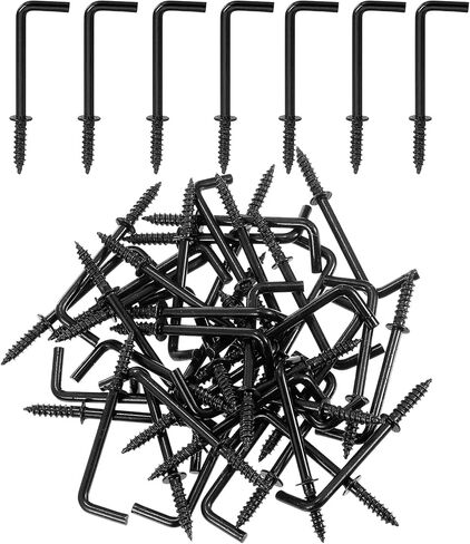 Gun Black 2 Inch Square Bend Hooks Screw Hooks L Hooks Screw in for Hanging Heavy Duty Wall Mounting Hardware（30PCS in Saudi Arabia