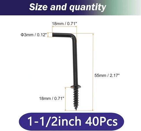 Gun Black 2 Inch Square Bend Hooks Screw Hooks L Hooks Screw in for Hanging Heavy Duty Wall Mounting Hardware（30PCS in Saudi Arabia