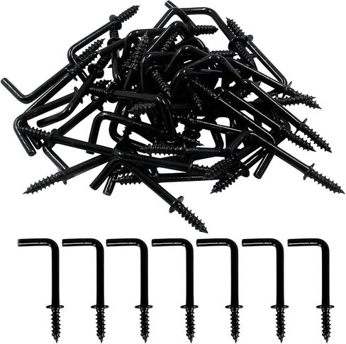Gun Black 2 Inch Square Bend Hooks Screw Hooks L Hooks Screw in for Hanging Heavy Duty Wall Mounting Hardware（30PCS in Saudi Arabia