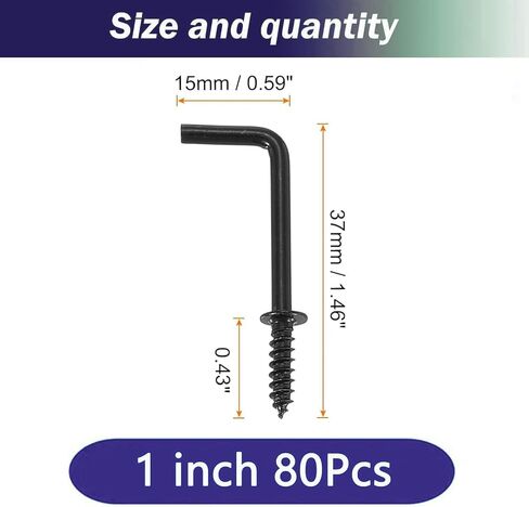 Gun Black 2 Inch Square Bend Hooks Screw Hooks L Hooks Screw in for Hanging Heavy Duty Wall Mounting Hardware（30PCS in Saudi Arabia