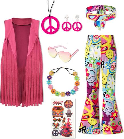 الفتيات الستين 70s أزياء الهبي ديسكو ملابس الهالوين in Kuwait