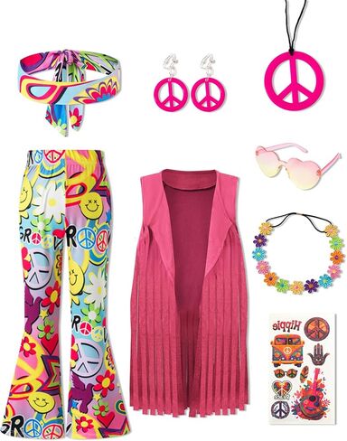 الفتيات الستين 70s أزياء الهبي ديسكو ملابس الهالوين in Kuwait