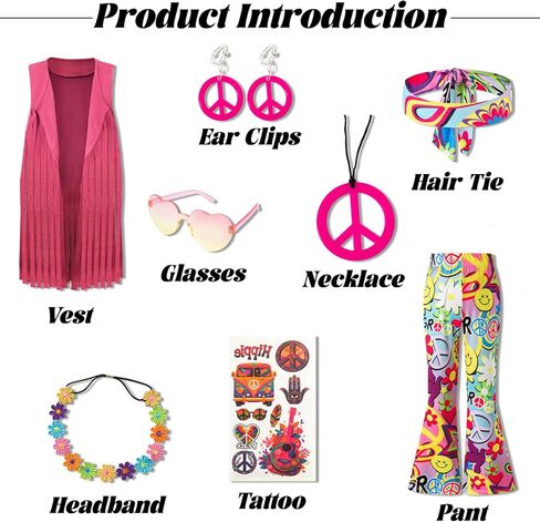 الفتيات الستين 70s أزياء الهبي ديسكو ملابس الهالوين in Kuwait