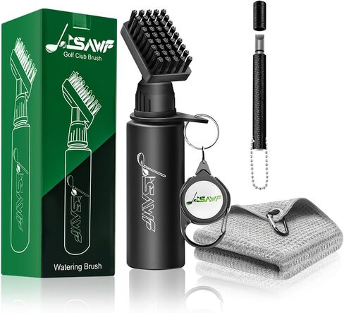 JOISAWF Golf Club Cleaner Brush with Water, 7.5" Pro Golf Groove Cleaner with Retainer Clip & Squeeze Water Bottle - Holds 4 Oz, Golf Gifts for Men Women, Essential Golf Club Bag Accessories in Saudi Arabia