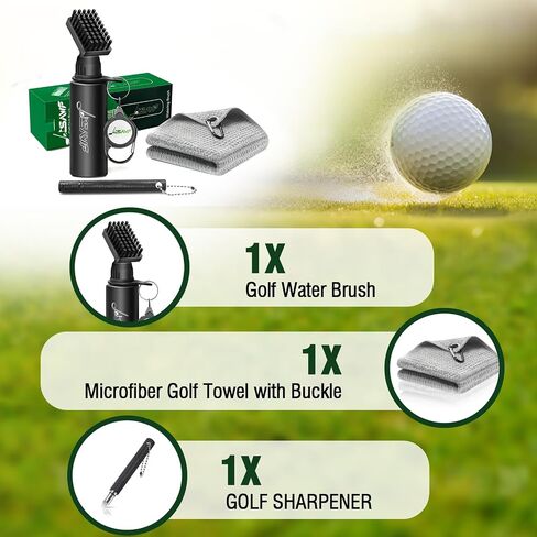 JOISAWF Golf Club Cleaner Brush with Water, 7.5" Pro Golf Groove Cleaner with Retainer Clip & Squeeze Water Bottle - Holds 4 Oz, Golf Gifts for Men Women, Essential Golf Club Bag Accessories in Saudi Arabia