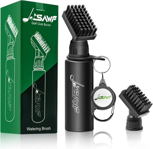JOISAWF Golf Club Cleaner Brush with Water, 7.5" Pro Golf Groove Cleaner with Retainer Clip & Squeeze Water Bottle - Holds 4 Oz, Golf Gifts for Men Women, Essential Golf Club Bag Accessories in Saudi Arabia