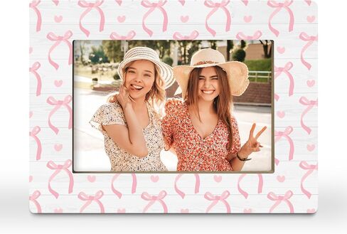 Blue Bow Plaid Gifts Picture Frame, Preppy Coquette Girly Gifts for Girlfriend Teen Girls Friend Sister Besties, Funky Ribbon Aesthetic Photo Frame 4x6 Horizontal Photo for Tabletop Display in Kuwait