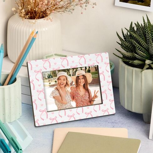 Blue Bow Plaid Gifts Picture Frame, Preppy Coquette Girly Gifts for Girlfriend Teen Girls Friend Sister Besties, Funky Ribbon Aesthetic Photo Frame 4x6 Horizontal Photo for Tabletop Display in Kuwait