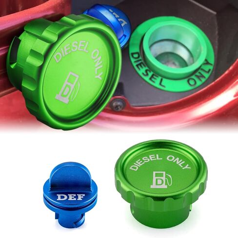 Weisen Green Magnetic Diesel Cap & Blue Diesel Ored Cap/Def Aluminium متوافق مع Dodge Ram Cummins Ecodiesel 1500/2500/3500 2019-2023 in Saudi Arabia