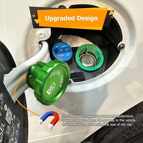 Weisen Green Magnetic Diesel Cap & Blue Diesel Ored Cap/Def Aluminium متوافق مع Dodge Ram Cummins Ecodiesel 1500/2500/3500 2019-2023 in Saudi Arabia