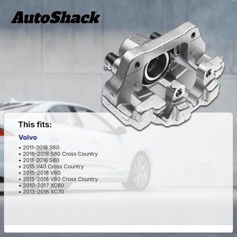 AutoShack Rear Brake Calipers Set of 2 Assembly with Bracket Replacement for Volvo XC70 S80 V60 Cross Country S60 Cross Country 2010-2017 XC60 2011-2018 S60 Driver and Passenger Side BC7690NMPR in Saudi Arabia