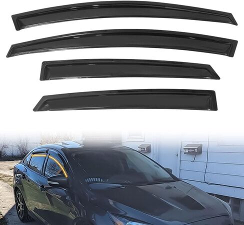 شريط على حجارة النوافذ ، متوافق مع 2012-2018 Ford Focus ، دخان أكريليك ملون النافذة النافذة النافذة ، مجموعة تنفيس من جانب الرياح ، 4 قطع in Saudi Arabia