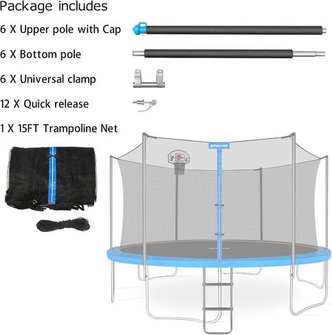 Zoomster Trampoline Replacement Enclosure Poles with Clamp and Hardware Fits 6 Straight Poles Trampoline (No Tool Needed. Can be Assembled by only one Adult) in Saudi Arabia