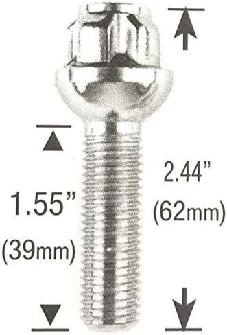 14x1.5 Ball Seat Tuner Lug Bolt Wheel Security Locks Chrome Heat Treated (14mmx1.50 Thread Size) (40mm Shank) in Saudi Arabia