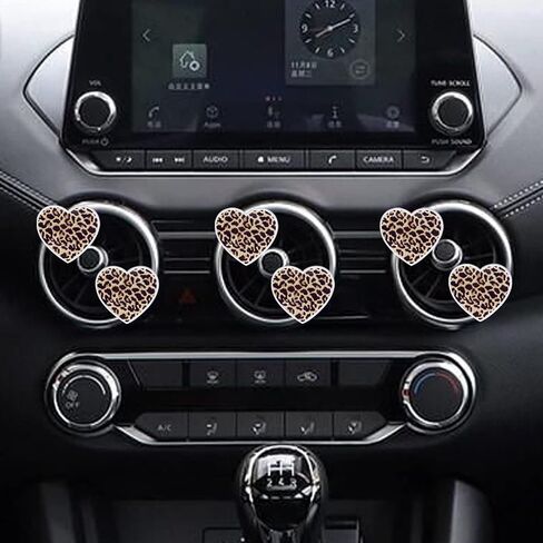 6 Pcs Heart Air Vent Clips, Leopard Print Heart Car Air Fresheners Vent Clips Long Lasting Car Diffuser Vent Clip Interior Decor Charm Decoration Cute Accessories for Women Girls in Saudi Arabia