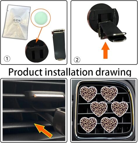 6 Pcs Heart Air Vent Clips, Leopard Print Heart Car Air Fresheners Vent Clips Long Lasting Car Diffuser Vent Clip Interior Decor Charm Decoration Cute Accessories for Women Girls in Saudi Arabia