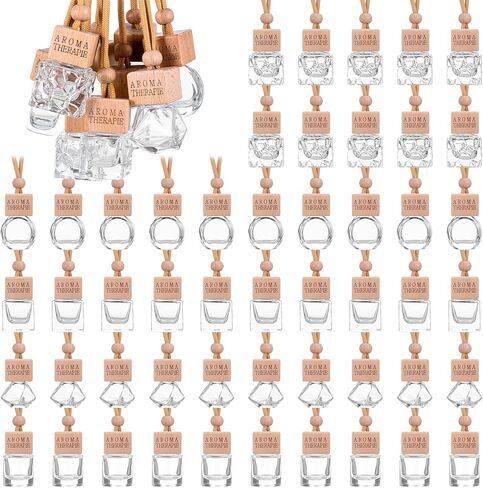 50pcs شنقا الهواء المعطر الناشر الفارغ الزجاج الصافي الناشر الأساسي الزيت العطر العطر العطور قلادة قلاط in Saudi Arabia