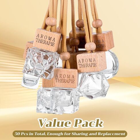 50pcs شنقا الهواء المعطر الناشر الفارغ الزجاج الصافي الناشر الأساسي الزيت العطر العطر العطور قلادة قلاط in Saudi Arabia