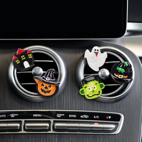 Whaline 5 Pieces Halloween Car Air Vent Clips Cute Pumpkin Ghost Witch Hat Cars Air Freshener Charm Air Conditioning Outlet Clip for Air Vent Decorations Car Accessories Cars Interior Dashboard Decor in Saudi Arabia