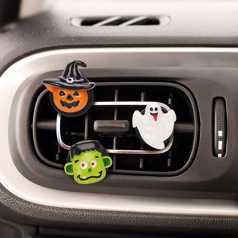 Whaline 5 Pieces Halloween Car Air Vent Clips Cute Pumpkin Ghost Witch Hat Cars Air Freshener Charm Air Conditioning Outlet Clip for Air Vent Decorations Car Accessories Cars Interior Dashboard Decor in Saudi Arabia