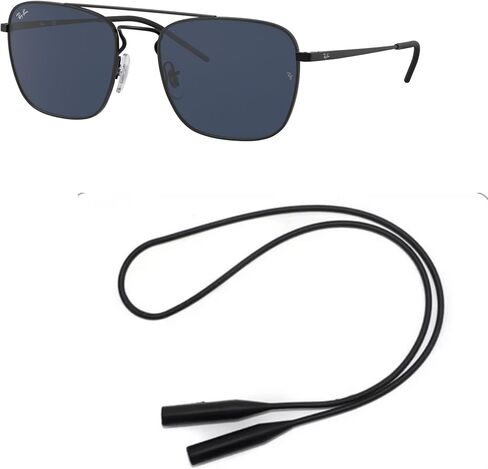 Ray-Ban RB3588 حزمة النظارات الشمسية: RB 3588 901480 Rubber Black Dark Dark Blue and Universal Anti Slip Silicone Leash in Saudi Arabia