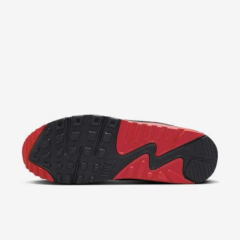 Nike Air Max 90 Men's Shoes (DM0029-007, Black/Iron Grey/Fire Red/Smoke Grey) Size 11.5 in Saudi Arabia