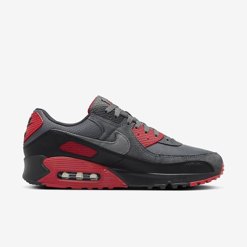 Nike Air Max 90 Men's Shoes (DM0029-007, Black/Iron Grey/Fire Red/Smoke Grey) Size 11.5 in Saudi Arabia