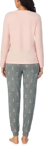 Nautica 2 قطعة مزيج طويل الأكمام V-Neck Top & Jogger Pajama مجموعة للنساء والقطن الخفيف والقطن والبوليستر للتنفس in Saudi Arabia