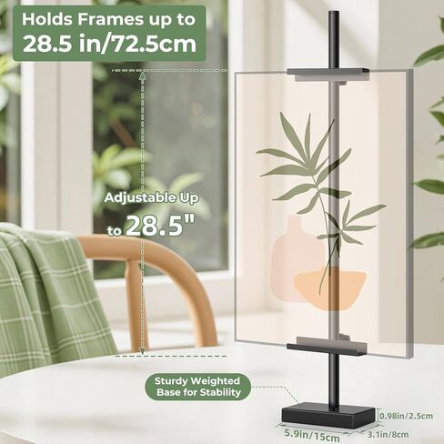 الحامل القابل للضبط منضدة الحامل - يحمل إطارات تصل إلى 28.5 بوصة - حامل إطار الصورة المعدنية الشاقة للرسومات القماشية والأعمال الفنية والعلامات وشهادات عرض (أبيض) in Kuwait