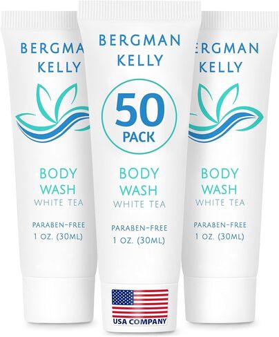 BERGMAN KELLY Travel Size Body Wash (1 fl oz, 100 PK, Tropical Waterfall), Delight Your Guests with an Invigorating and Refreshing Hotel Body Wash, Mini and Small Size Guest Hotel Toiletries in Bulk in Saudi Arabia