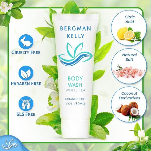 BERGMAN KELLY Travel Size Body Wash (1 fl oz, 100 PK, Tropical Waterfall), Delight Your Guests with an Invigorating and Refreshing Hotel Body Wash, Mini and Small Size Guest Hotel Toiletries in Bulk in Saudi Arabia