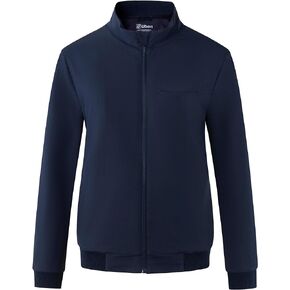Ubon Scrub Jacket for Women Warm Up Medical Uniforms Coat Zip Front Professionals Stretch Workwear