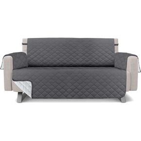 Utopia Bedding Reversible Chair Sofa Cover, Water Resistant Slipcover Furniture Protector with Foam Sticks and Elastic Straps for Kids Dogs Pets (1 Seater, Brown/Beige)