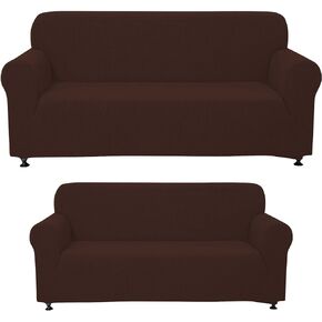 Sapphire Home 2-Piece Sofa and Loveseat Slipcovers, Couch and Loveseat Covers Set, Form fit Stretch, Wrinkle Free, Furniture Protector, Sofa Covers for Living Room, Polyester Spandex (Black)
