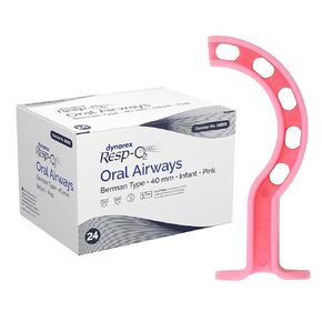 Dynarex Berman Oral Airway Assist Device - Disposable Airway Adjuncts - Slotted Sides, Midway Opening, Color-Coded Bite Lock - 40mm Infant, 24-Count